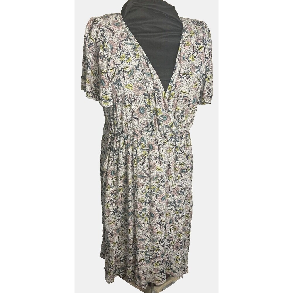 Torrid Midi Floral Dress Womens 2 Swiss Dot Faux Wrap Flutter Sleeve Fairy Flowy